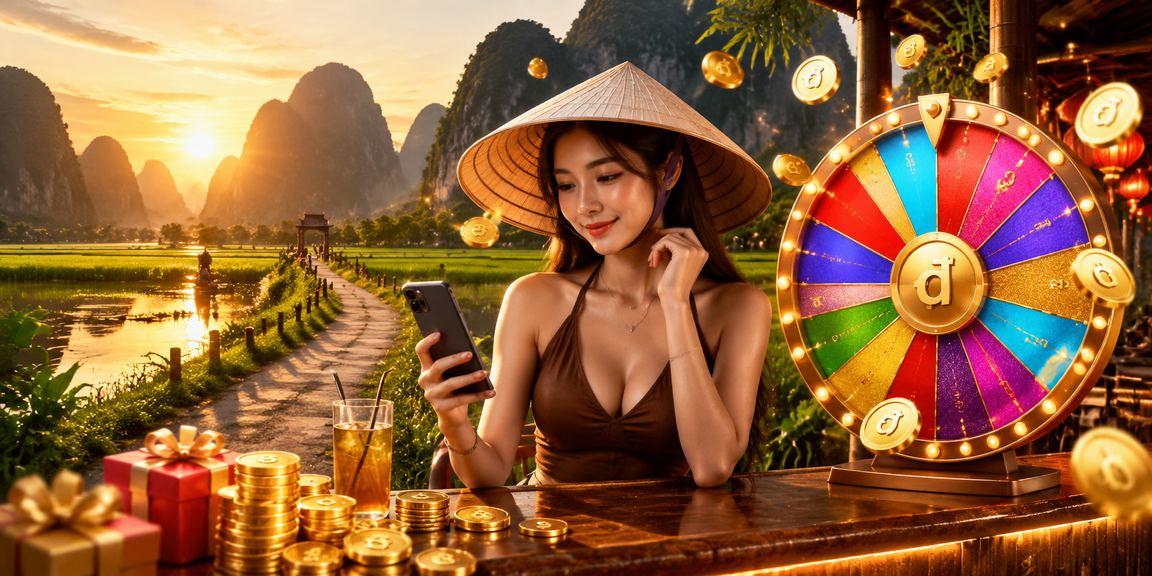 Bàn Roulette phong cách Ninh Bình với nón lá truyền thống